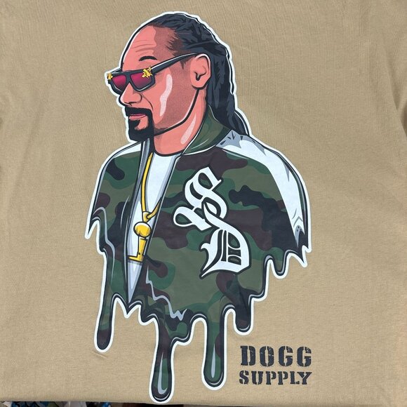 Snoop Dogg Supply Graphic Tee L/G 60% Cotton 40% Polyester Tan Shirt - Picture 1 of 6